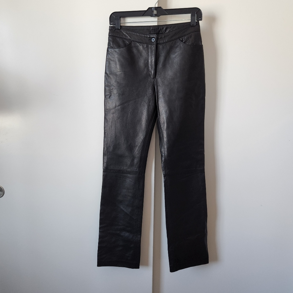 Shari's Place Leather Straight Leg Pant
